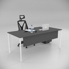 Akr Ofis Corner Çalışma Masası 80cm Alt Etajerli Antrasit