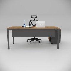 Akr Ofis Corner Çalışma Masası 80cm Alt Etajerli Ceviz