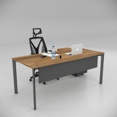 Akr Ofis Corner Çalışma Masası 80cm Alt Etajerli Ceviz