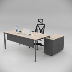 Akr Ofis Corner Ofis Çalışma Masası 80cm Alt Etajerli Ceviz