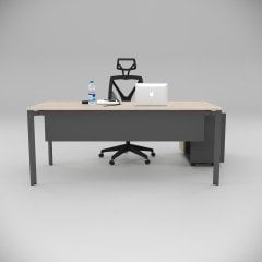 Akr Ofis Corner Ofis Çalışma Masası 80cm Alt Etajerli Ceviz