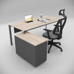 Akr Ofis Corner Ofis Çalışma Masası 80cm Alt Etajerli Ceviz