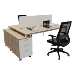 Akr Ofis Corner İkili Alt Etajerli Çalışma Masası Workstation