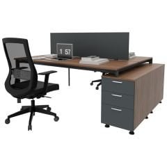 Akr Ofis Corner İkili Alt Etajerli Çalışma Masası Workstation