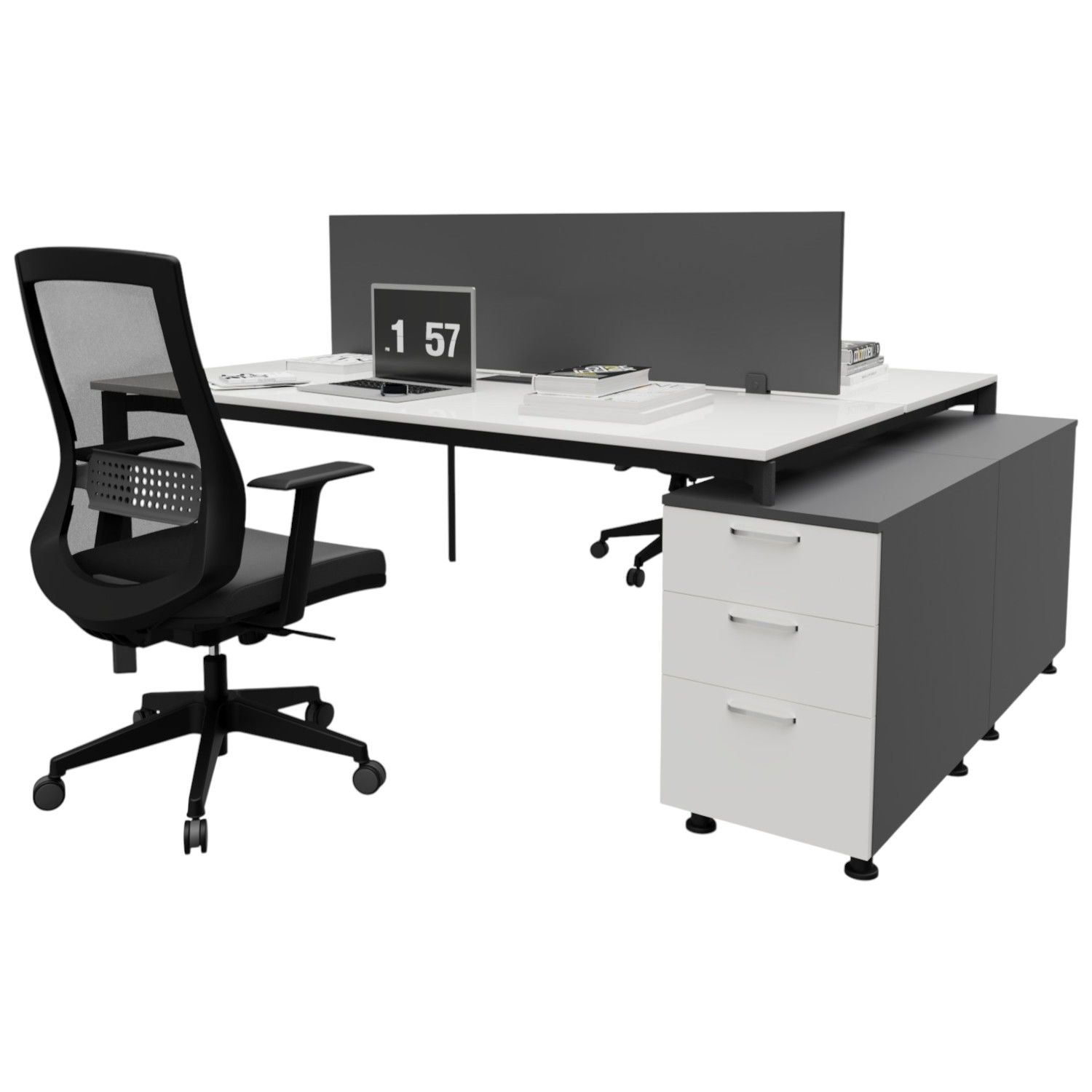 Akr Ofis Corner İkili Alt Etajerli Çalışma Masası Workstation