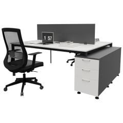 Akr Ofis Corner İkili Alt Etajerli Çalışma Masası Workstation