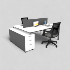 Akr Ofis  Corner İkili 140cm Alt Etajerli Çalışma Masası Workstation