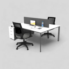 Akr Ofis  Corner İkili 140cm Alt Etajerli Çalışma Masası Workstation