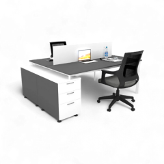 Akr Ofis  Corner İkili 140cm Alt Etajerli Çalışma Masası Workstation