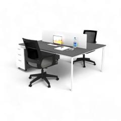 Akr Ofis  Corner İkili 140cm Alt Etajerli Çalışma Masası Workstation