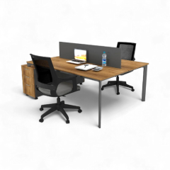 Akr Ofis  Corner İkili 140cm Alt Etajerli Çalışma Masası Workstation