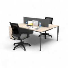 Akr Ofis  Corner İkili 140cm Alt Etajerli Çalışma Masası Workstation