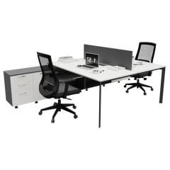 Akr Ofis  Corner İkili 320 Cm Alt Etajerli Çalışma Masası Workstation