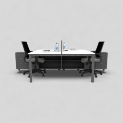 Akr Ofis  Corner İkili 320 Cm Alt Etajerli Çalışma Masası Workstation