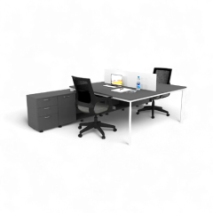 Akr Ofis  Corner İkili 320 Cm Alt Etajerli Çalışma Masası Workstation