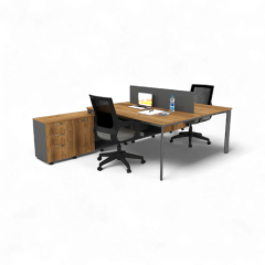 Akr Ofis  Corner İkili 320 Cm Alt Etajerli Çalışma Masası Workstation