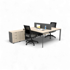 Akr Ofis  Corner İkili 320 Cm Alt Etajerli Çalışma Masası Workstation
