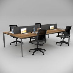 Akr Ofis  Corner Dörtlü Workstation Ceviz