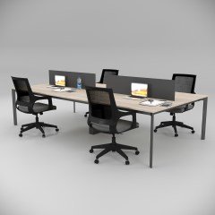 Akr Ofis  Corner Dörtlü Workstation Meşe