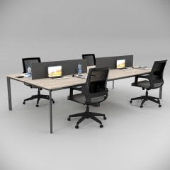 Akr Ofis  Corner Dörtlü Workstation Meşe