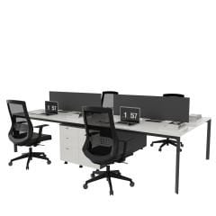 Akr Ofis  Corner Dörtlü Workstation Etajerli