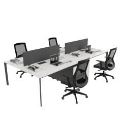 Akr Ofis  Corner Dörtlü Workstation Etajerli