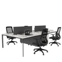 Akr Ofis  Corner Dörtlü Workstation Etajerli