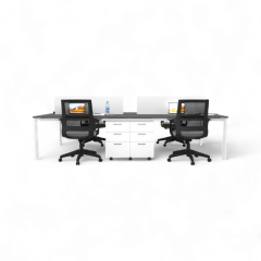 Akr Ofis  Corner Dörtlü Workstation Etajerli