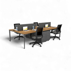 Akr Ofis  Corner Dörtlü Workstation Etajerli