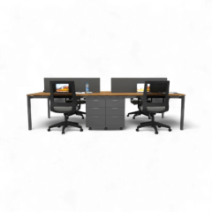 Akr Ofis  Corner Dörtlü Workstation Etajerli