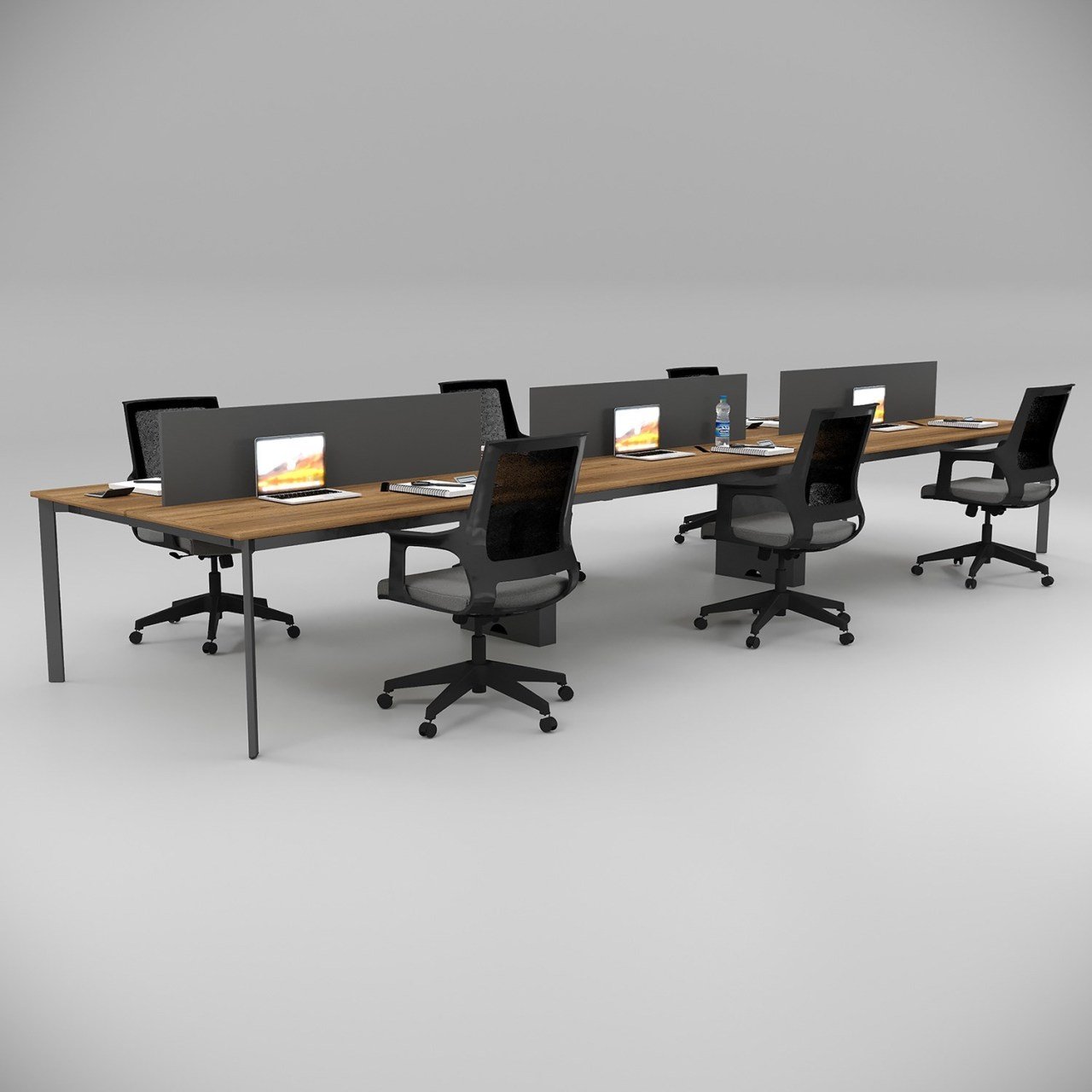 Akr Ofis  Corner Altılı Workstation Ceviz