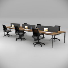 Akr Ofis  Corner Altılı Workstation Ceviz