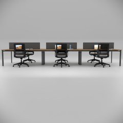 Akr Ofis  Corner Altılı Workstation Ceviz