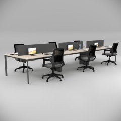 Akr Ofis  Corner Altılı Workstation Meşe