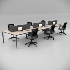 Akr Ofis  Corner Altılı Workstation Meşe