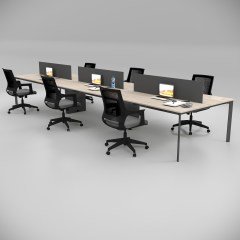 Akr Ofis  Corner Altılı Workstation Meşe