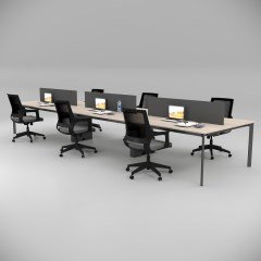 Akr Ofis  Corner Altılı Workstation Meşe