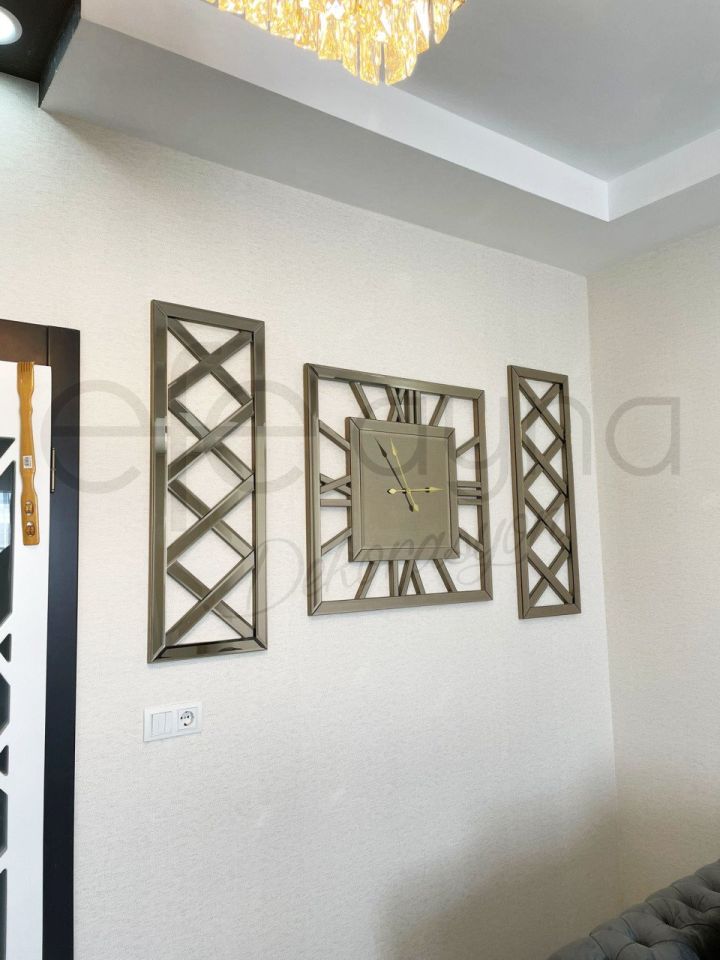 X MODEL -3'LÜ BRONZ AYNA SAAT SETİ