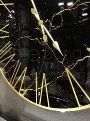 MERMER-SİYAH & GOLD DUVAR SAATİ 70CM