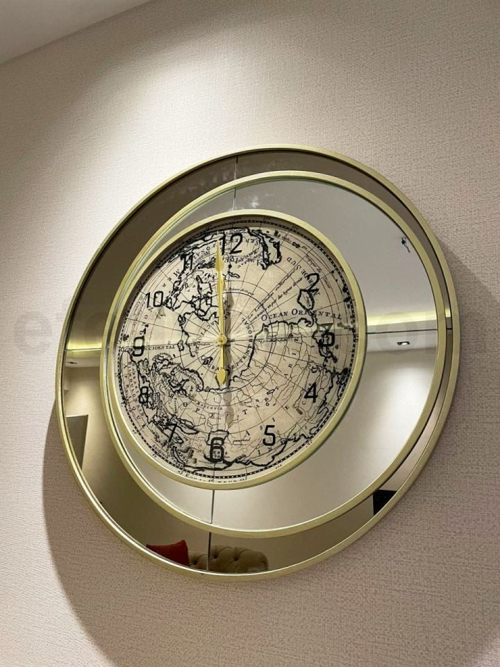 ATLAS-BRONZ AYNA DUVAR SAATİ 80CM