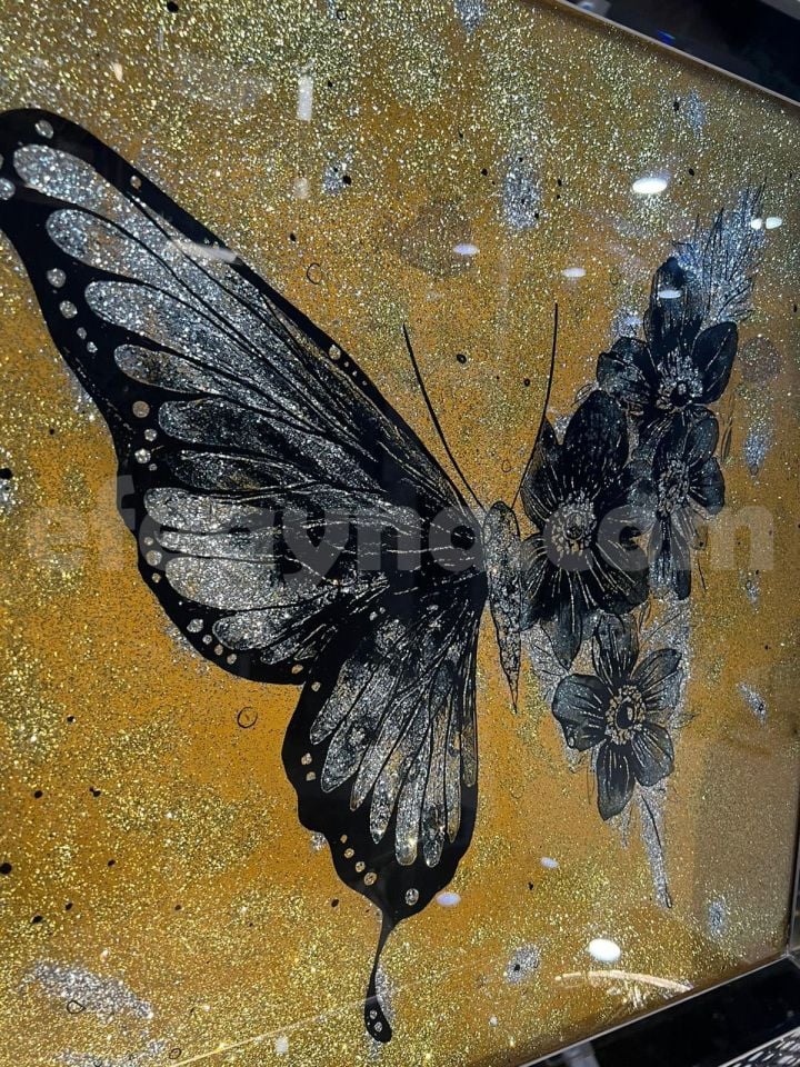 KELEBEK GOLD- BRONZ AYNA TABLO 70x70CM
