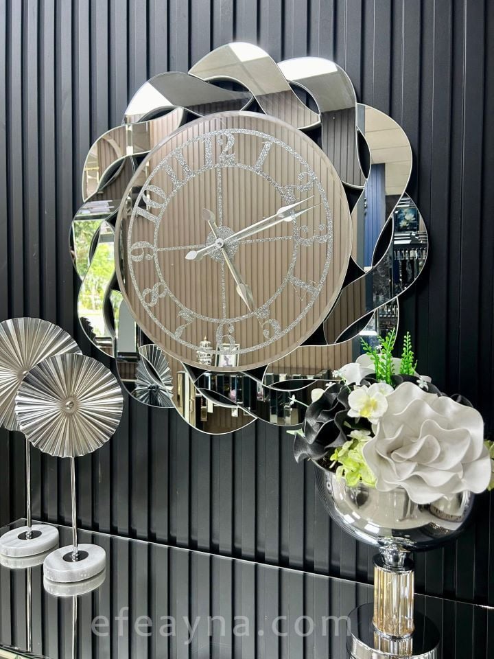 BURGU-FÜME & GÜMÜŞ DUVAR SAATİ 80CM