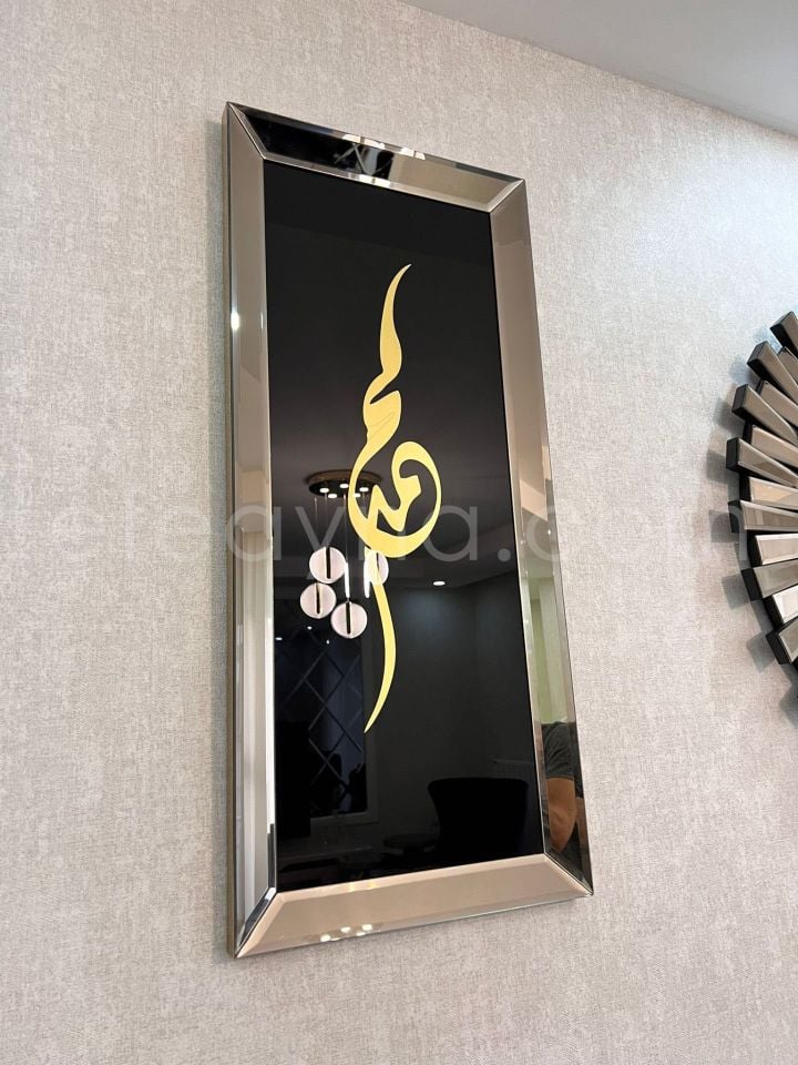 PİYANO X-3LÜ BRONZ AYNA DUVAR SAATİ VE TABLO SETİ