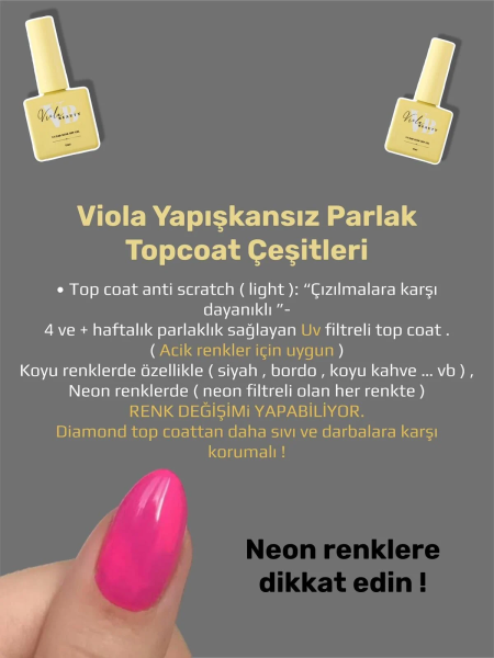 Viola Beauty Anti-Scratch light -Açık Renkler İçin Darbelere Karşı Dayanıklı Top Coat (UV Filtreli) 55 ml