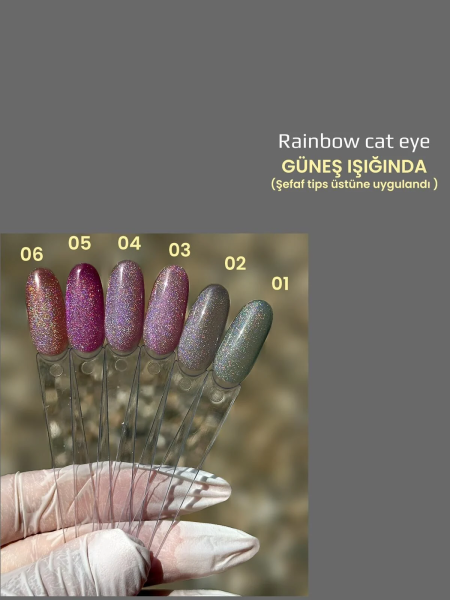 Viola Beauty  Kalıcı Oje Rainbow Cat Eye (Holografik Cat Eye Oje) #0006 13 ml