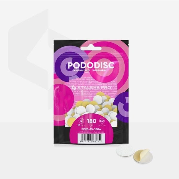 Staleks Pro Pododisc S Pedikür Disk İçin Yumuşak Tabanlı Yedek Beyaz Törpüler, 180 Grit (50 Adet)