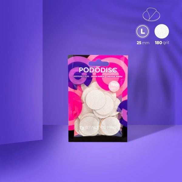 Staleks Pro Pododisc L Pedikür Disk İçin Yedek Beyaz Törpüler, 180 Grit (50 Adet)
