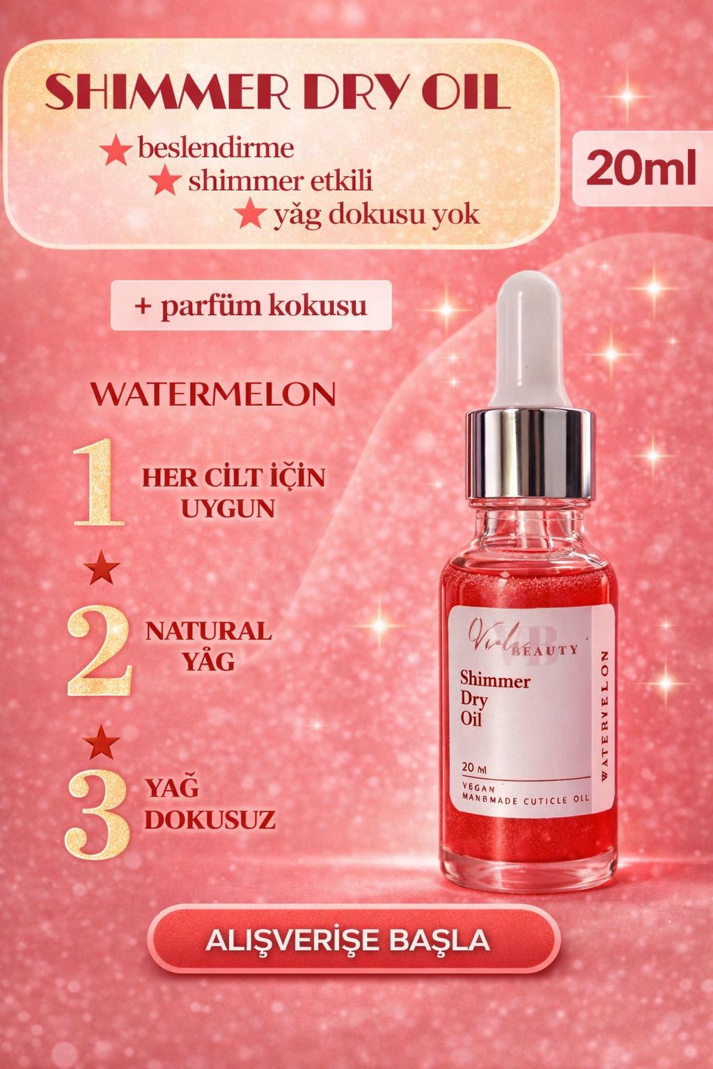 Viola Beauty Kuru Yağ #Watermelon 20ML-Shimmer Dry Oil