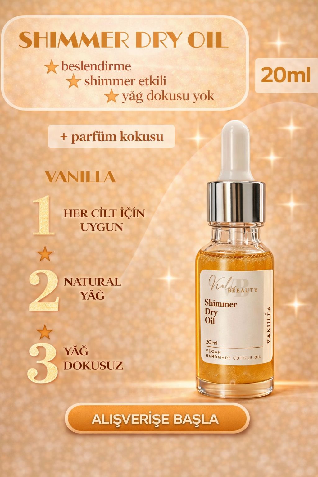 Viola Beauty Kuru Yağ #Vanilla 20ML-Shimmer Dry Oil