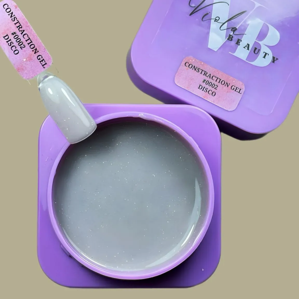 Viola Beauty Constraction Gel Disco #0002 - Orta Akışkan Simli Jel 50 ml